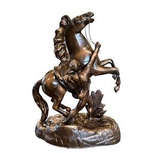 Vintage, Large, Patinated Bronze Sculpture Of The Famous, “Marly Horses”.